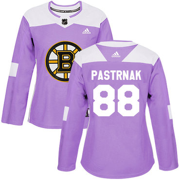Personalized Women’s Boston Bruins #88 David Pastrnak Purple Authentic Fights Cancer Stitched NHL Jersey
