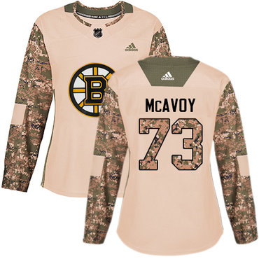 Personalized Women’s Boston Bruins #73 Charlie McAvoy Camo Authentic 2017 Veterans Day Stitched NHL Jersey