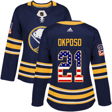 Personalized Women’s Buffalo Sabres #21 Kyle Okposo Navy Blue Home Authentic USA Flag Stitched NHL Jersey