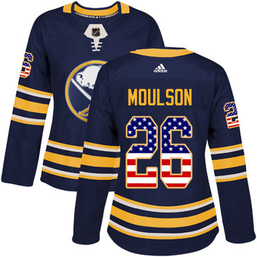 Personalized Women’s Buffalo Sabres #26 Matt Moulson Navy Blue Home Authentic USA Flag Stitched NHL Jersey