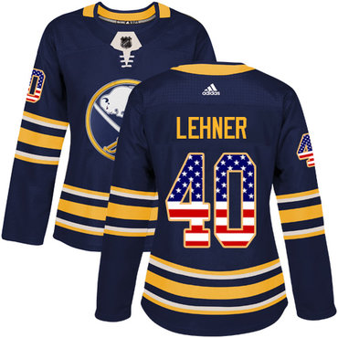 Personalized Women’s Buffalo Sabres #40 Robin Lehner Navy Blue Home Authentic USA Flag Stitched NHL Jersey