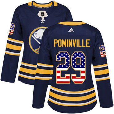 Personalized Women’s Buffalo Sabres #29 Jason Pominville Navy Blue Home Authentic USA Flag Stitched NHL Jersey