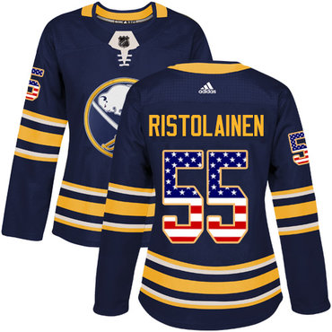 Personalized Women’s Buffalo Sabres #55 Rasmus Ristolainen Navy Blue Home Authentic USA Flag Stitched NHL Jersey
