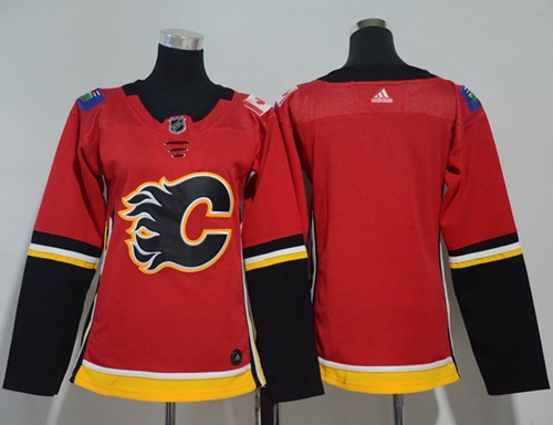Personalized Women’s Calgary Flames Blank Red Home Authentic Stitched NHL Jersey