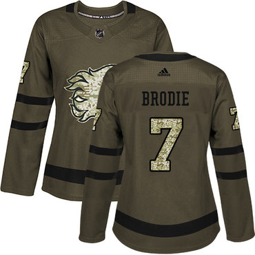 Personalized Women’s Calgary Flames #7 TJ Brodie Green Salute to Service Stitched NHL Jersey