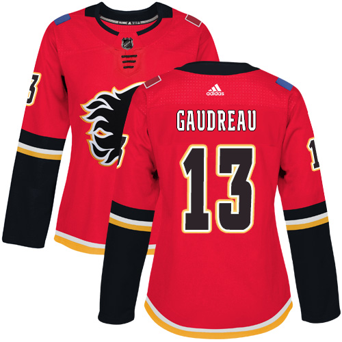 Personalized Women’s Calgary Flames #13 Johnny Gaudreau Red Home Authentic Stitched NHL Jersey