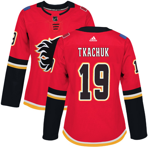 Personalized Women’s Calgary Flames #19 Matthew Tkachuk Red Home Authentic Stitched NHL Jersey