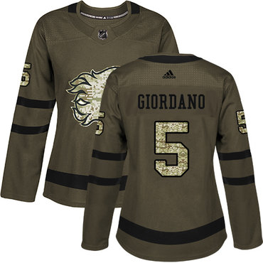 Personalized Women’s Calgary Flames #5 Mark Giordano Green Salute to Service Stitched NHL Jersey