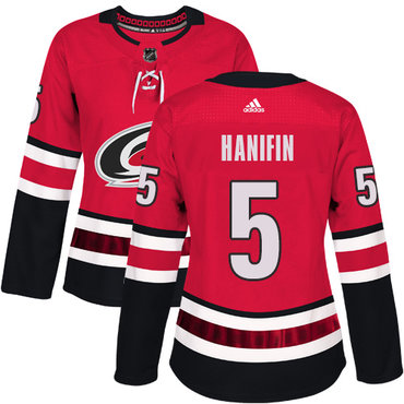Personalized Women’s Carolina Hurricanes #5 Noah Hanifin Red Home Authentic Stitched NHL Jersey