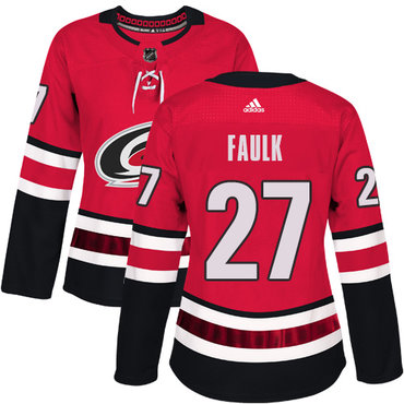 Personalized Women’s Carolina Hurricanes #27 Justin Faulk Red Home Authentic Stitched NHL Jersey