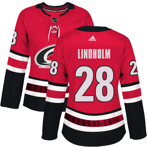 Personalized Women’s Carolina Hurricanes #28 Elias Lindholm Red Home Authentic Stitched NHL Jersey
