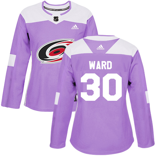 Personalized Women’s Carolina Hurricanes #30 Cam Ward Purple Authentic Fights Cancer Stitched NHL Jersey