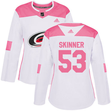 Personalized Women’s Carolina Hurricanes #53 Jeff Skinner White Pink Authentic Fashion Stitched NHL Jersey