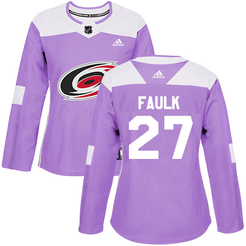 Personalized Women’s Carolina Hurricanes #27 Justin Faulk Purple Authentic Fights Cancer Stitched NHL Jersey