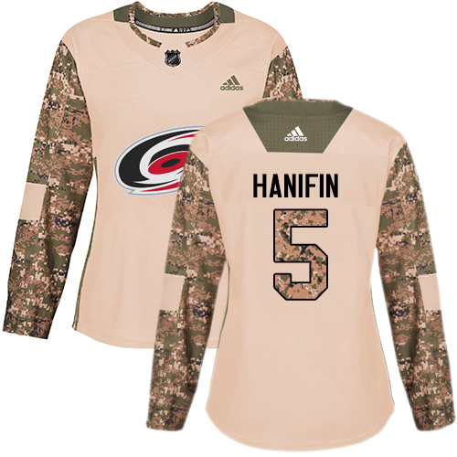 Personalized Women’s Carolina Hurricanes #5 Noah Hanifin Camo Authentic 2017 Veterans Day Stitched NHL Jersey