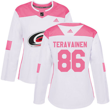 Personalized Women’s Carolina Hurricanes #86 Teuvo Teravainen White Pink Authentic Fashion Stitched NHL Jersey