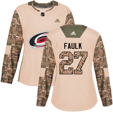 Personalized Women’s Carolina Hurricanes #27 Justin Faulk Camo Authentic 2017 Veterans Day Stitched NHL Jersey