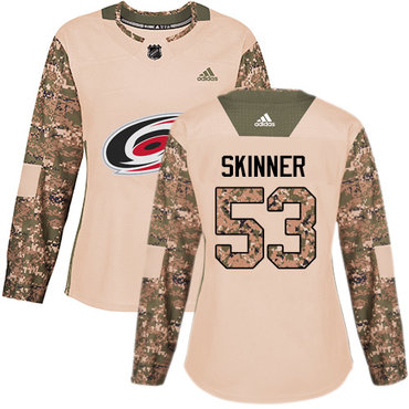 Personalized Women’s Carolina Hurricanes #53 Jeff Skinner Camo Authentic 2017 Veterans Day Stitched NHL Jersey