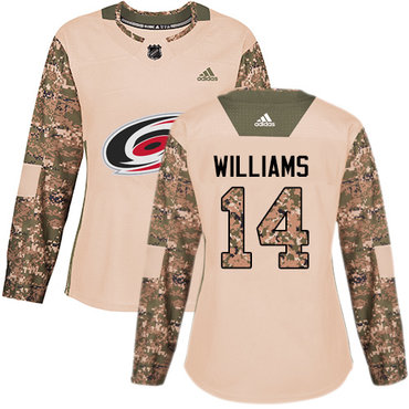 Personalized Women’s Carolina Hurricanes #14 Justin Williams Camo Authentic 2017 Veterans Day Stitched NHL Jersey