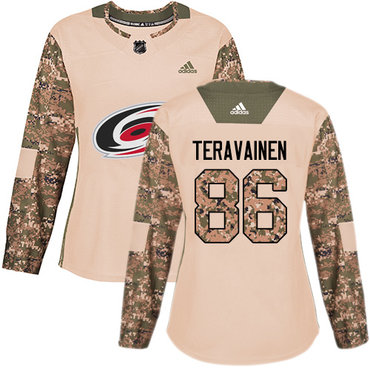 Personalized Women’s Carolina Hurricanes #86 Teuvo Teravainen Camo Authentic 2017 Veterans Day Stitched NHL Jersey