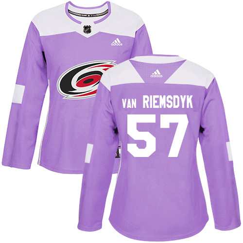 Personalized Women’s Carolina Hurricanes #57 Trevor Van Riemsdyk Purple Authentic Fights Cancer Stitched NHL Jersey
