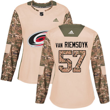 Personalized Women’s Carolina Hurricanes #57 Trevor Van Riemsdyk Camo Authentic 2017 Veterans Day Stitched NHL Jersey