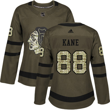 Personalized Women’s Chicago Blackhawks #88 Patrick Kane Green Salute to Service Stitched NHL Jersey
