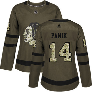 Personalized Women’s Chicago Blackhawks #14 Richard Panik Green Salute to Service Stitched NHL Jersey