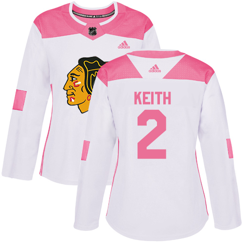 Personalized Women’s Chicago Blackhawks #2 Duncan Keith White Pink Authentic Fashion Stitched NHL Jersey