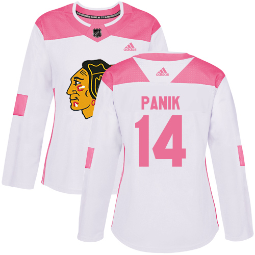 Personalized Women’s Chicago Blackhawks #14 Richard Panik White Pink Authentic Fashion Stitched NHL Jersey