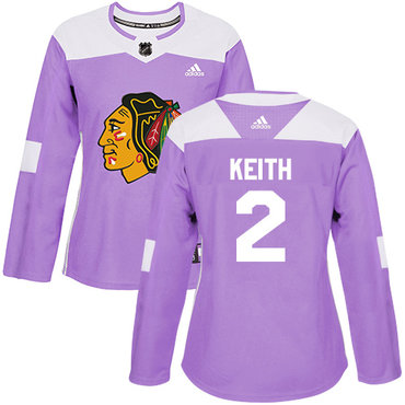Personalized Women’s Chicago Blackhawks #2 Duncan Keith Purple Authentic Fights Cancer Stitched NHL Jersey