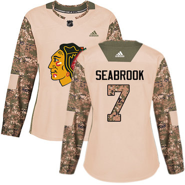Personalized Women’s Chicago Blackhawks #7 Brent Seabrook Camo Authentic 2017 Veterans Day Stitched NHL Jersey