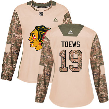 Personalized Women’s Chicago Blackhawks #19 Jonathan Toews Camo Authentic 2017 Veterans Day Stitched NHL Jersey