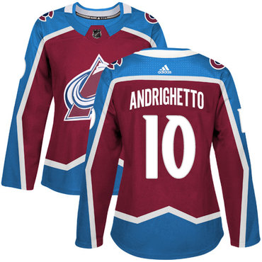 Personalized Colorado Avalanche #10 Sven Andrighetto Burgundy Home Authentic Women’s Stitched NHL Jersey