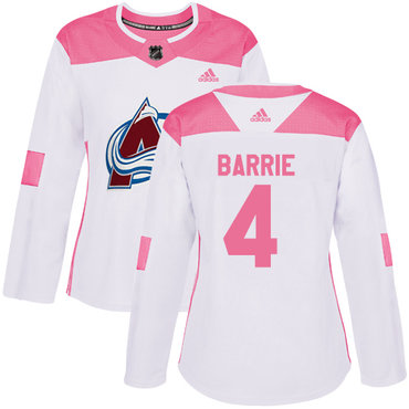 Personalized Colorado Avalanche #4 Tyson Barrie White Pink Authentic Fashion Women’s Stitched NHL Jersey