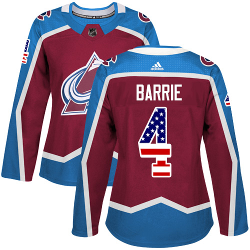 Personalized Colorado Avalanche #4 Tyson Barrie Burgundy Home Authentic USA Flag Women’s Stitched NHL Jersey