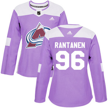 Personalized Colorado Avalanche #96 Mikko Rantanen Purple Authentic Fights Cancer Women’s Stitched NHL Jersey