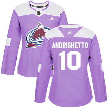 Personalized Colorado Avalanche #10 Sven Andrighetto Purple Authentic Fights Cancer Women’s Stitched NHL Jersey