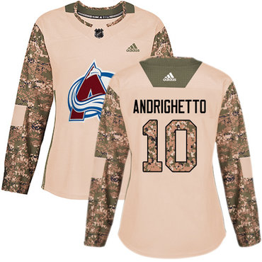 Personalized Colorado Avalanche #10 Sven Andrighetto Camo Authentic 2017 Veterans Day Women’s Stitched NHL Jersey