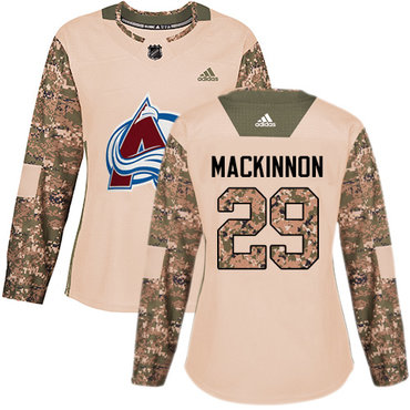 Personalized Colorado Avalanche #29 Nathan MacKinnon Camo Authentic 2017 Veterans Day Women’s Stitched NHL Jersey