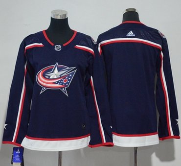 Personalized Women’s Columbus Blue Jackets Blank Navy Blue Home Authentic Stitched NHL Jersey