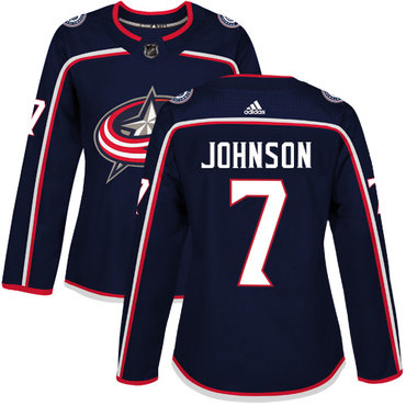 Personalized Women’s Columbus Blue Jackets #7 Jack Johnson Navy Blue Home Authentic Stitched NHL Jersey