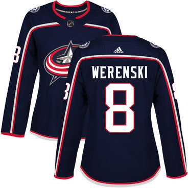 Personalized Women’s Columbus Blue Jackets #8 Zach Werenski Navy Blue Home Authentic Stitched NHL Jersey