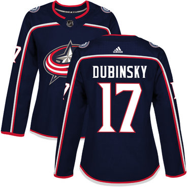 Personalized Women’s Columbus Blue Jackets #17 Brandon Dubinsky Navy Blue Home Authentic Stitched NHL Jersey