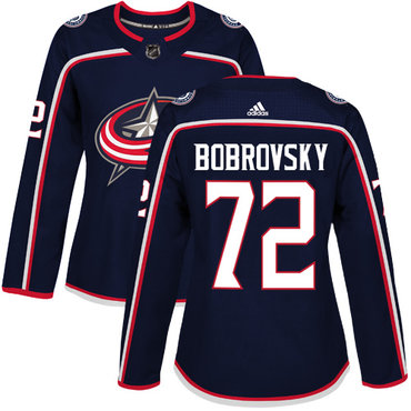Personalized Women’s Columbus Blue Jackets #72 Sergei Bobrovsky Navy Blue Home Authentic Stitched NHL Jersey