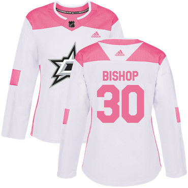 Personalized Women’s Dallas Stars #30 Ben Bishop White Pink Authentic Fashion Stitched NHL Jersey