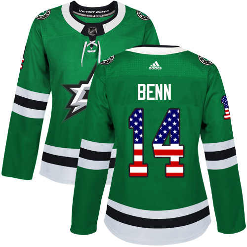Personalized Women’s Dallas Stars #14 Jamie Benn Green Home Authentic USA Flag Stitched NHL Jersey