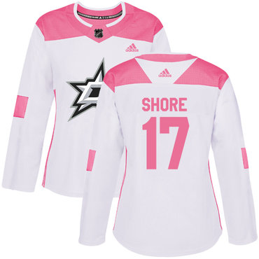 Personalized Women’s Dallas Stars #17 Devin Shore White Pink Authentic Fashion Stitched NHL Jersey