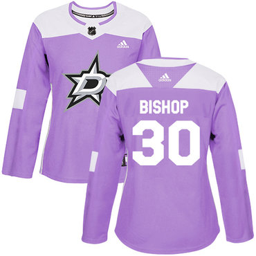 Personalized Women’s Dallas Stars #30 Ben Bishop Purple Authentic Fights Cancer Stitched NHL Jersey