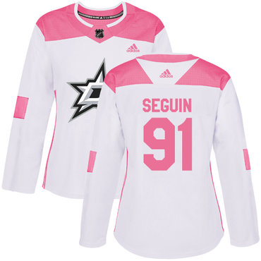 Personalized Women’s Dallas Stars #91 Tyler Seguin White Pink Authentic Fashion Stitched NHL Jersey